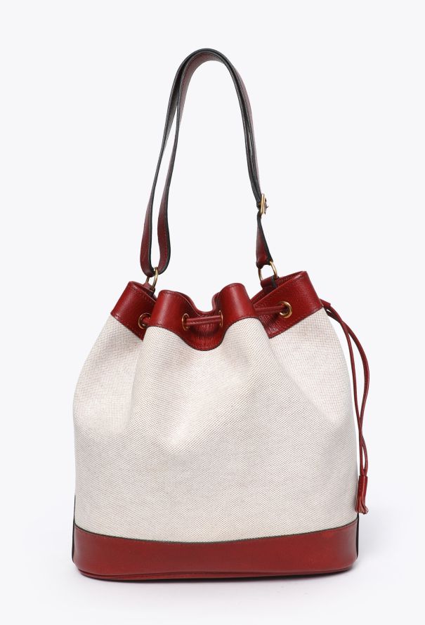 Hermès '90s Toile & 'Rouge H' Market Bag - 8