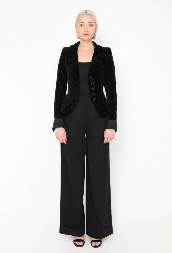 Saint Laurent Vintage Hourglass Velvet Jacket - 4 Saint Laurent Vintage Hourglass Velvet Jacket - 4