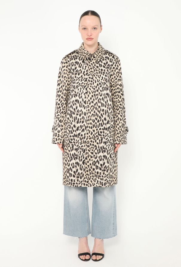 Céline S/S 2019 Leopard Print Denim Trench - 4