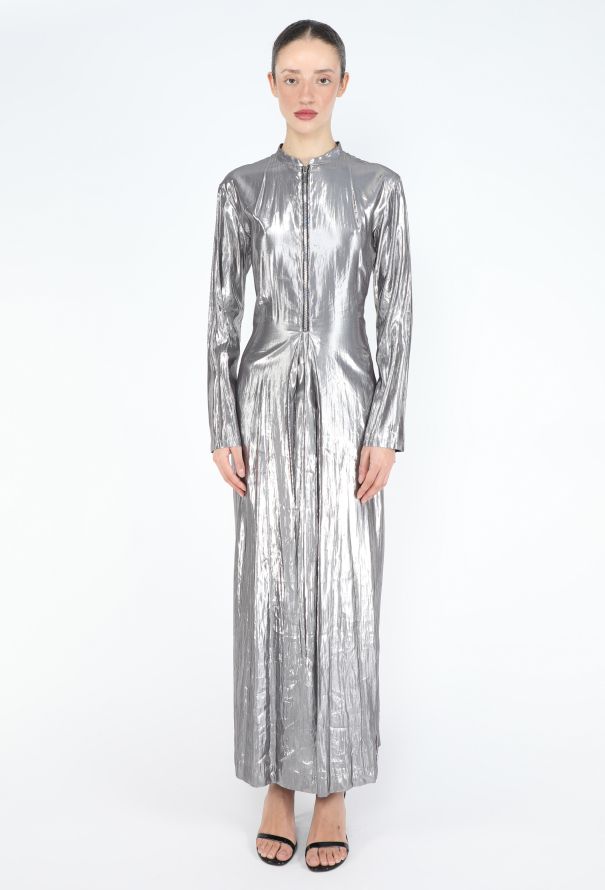 Issey Miyake 1996 Metallic Lamé Maxi Gown - 3