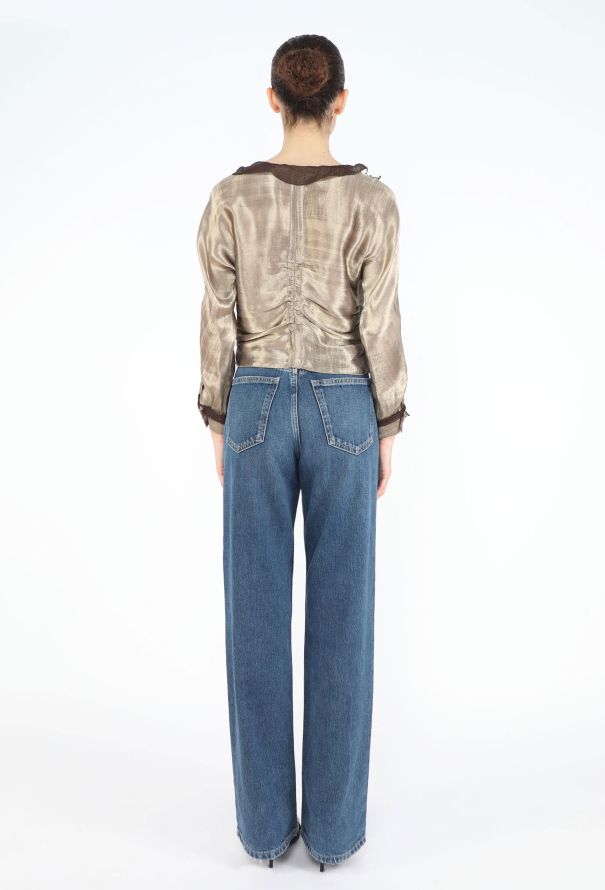 Prada Early 2000s Metallic Ruffled Blouse - 4