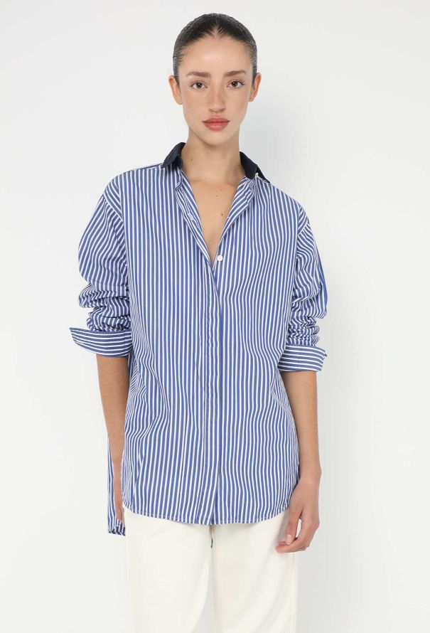 Céline Contrast Striped Cotton Shirt - 1