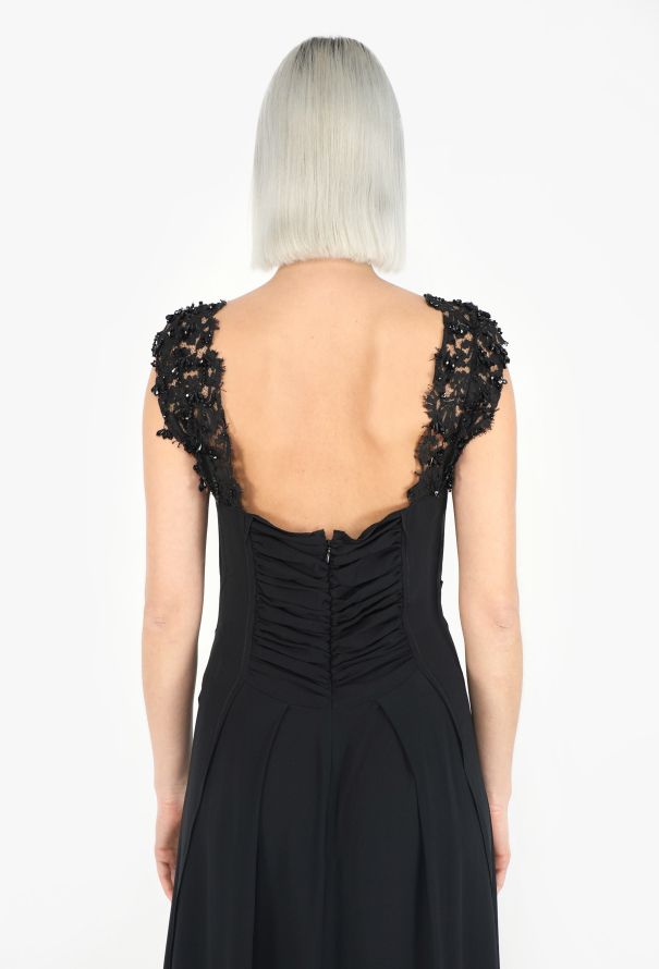 Nina Ricci Lace Trim Open-Back Gown - 1
