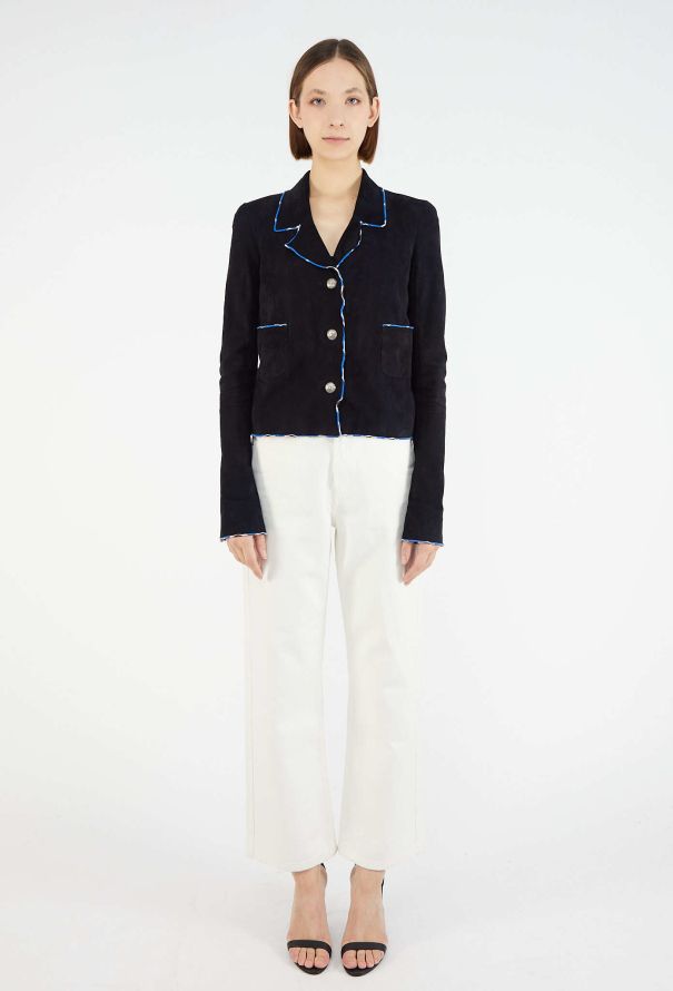Chanel 2005 Suede Piped Trim Blazer - 3
