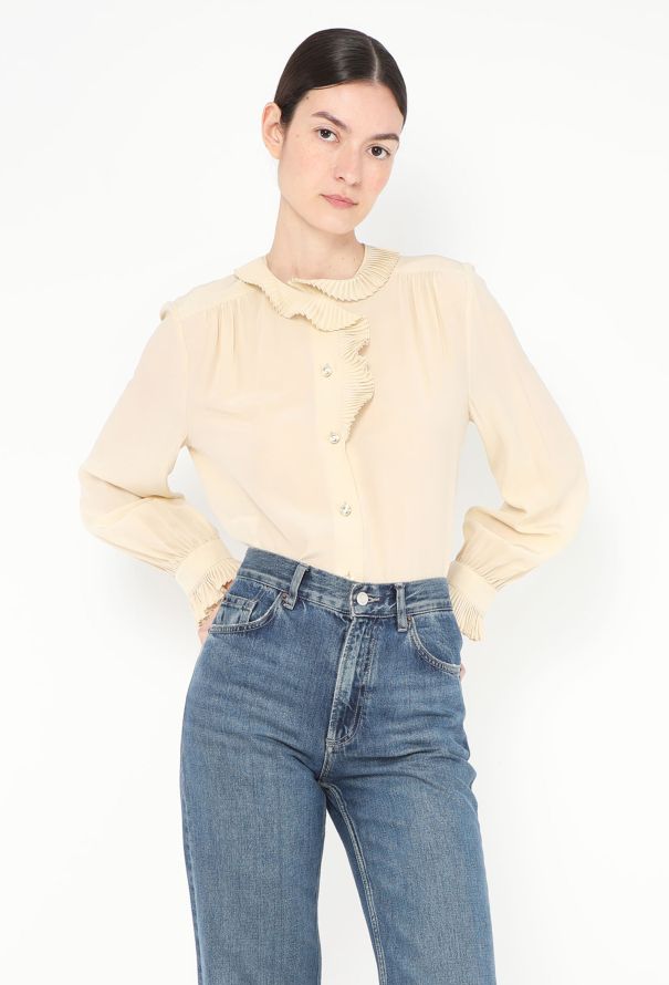 Gucci Asymmetrical Ruffled Silk Blouse - 1