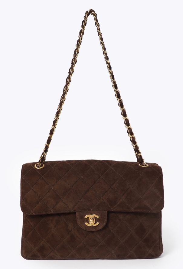 Chanel Rare '90s Suede Jumbo Classic Double Sided Flap Bag - 1