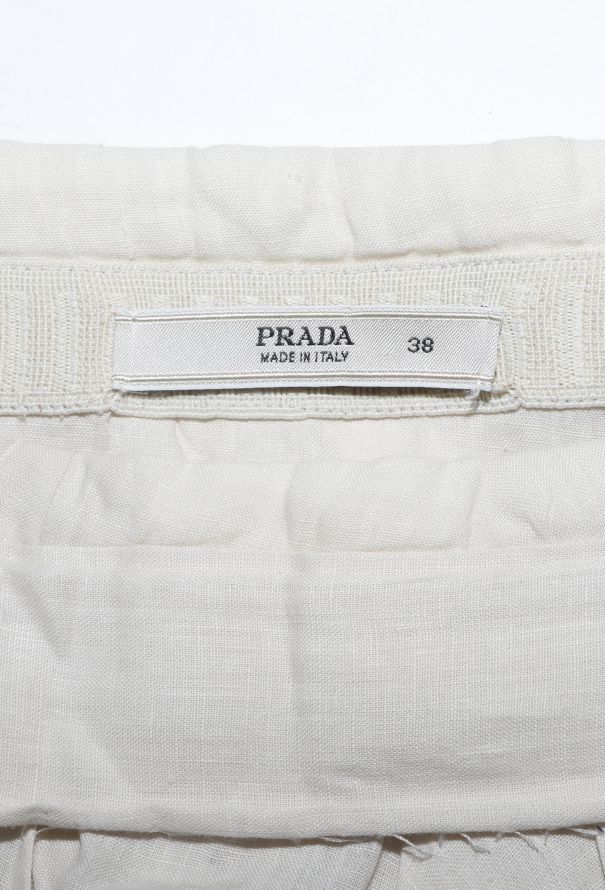Prada Ruffled Linen Belted Skirt - 6