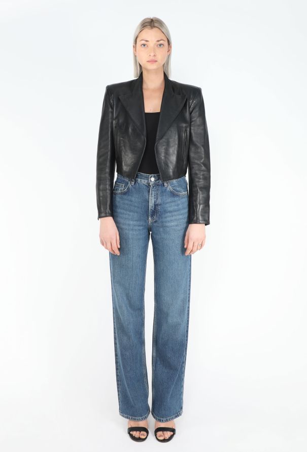 Saint Laurent Vintage Cropped Leather Blazer - 2