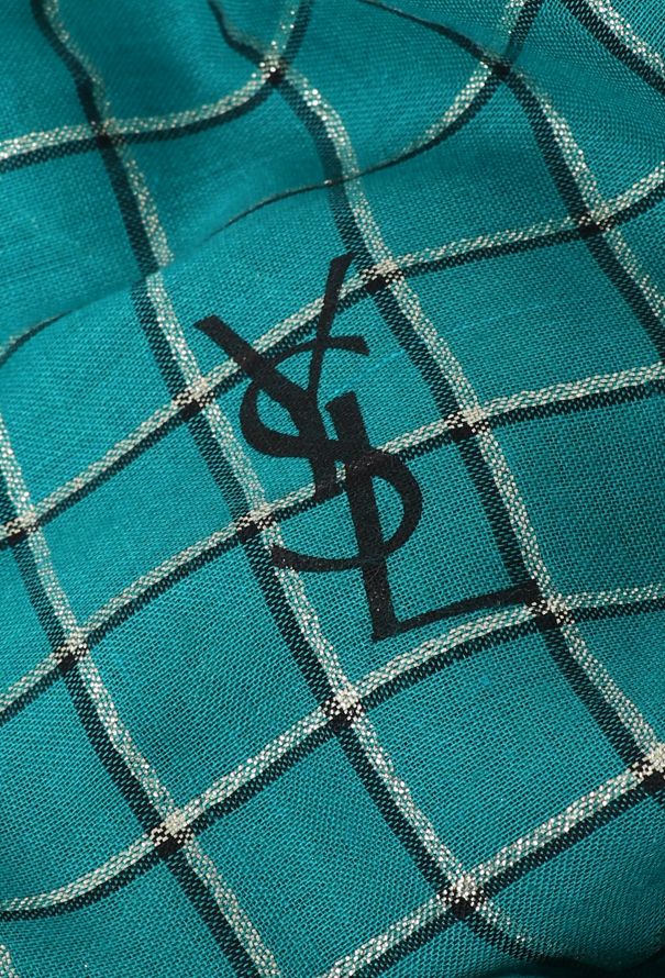 Saint Laurent Vintage Checkered Lamé Scarf - 4 Saint Laurent Vintage Checkered Lamé Scarf - 4