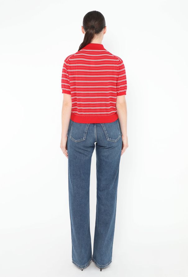 Miu Miu 2024 Striped Logo Knit Polo - 4
