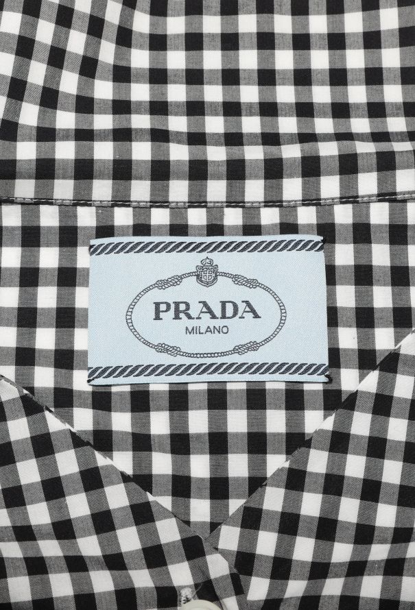 Prada 2018 Off-Shoulder Gingham Dress - 6