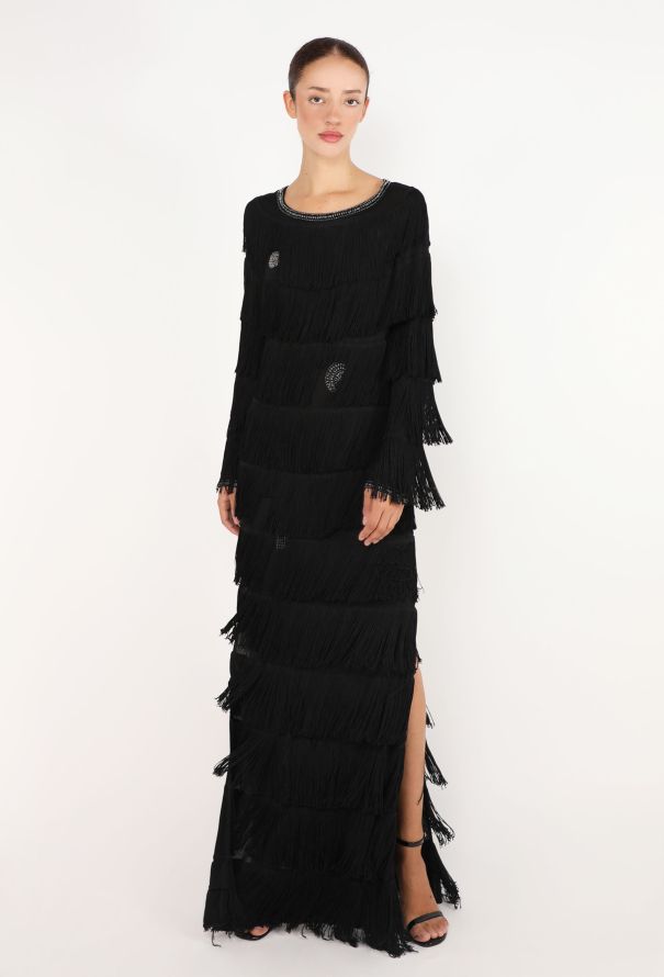 Louis Féraud Embellished Fringe Gown, 1980s - 1