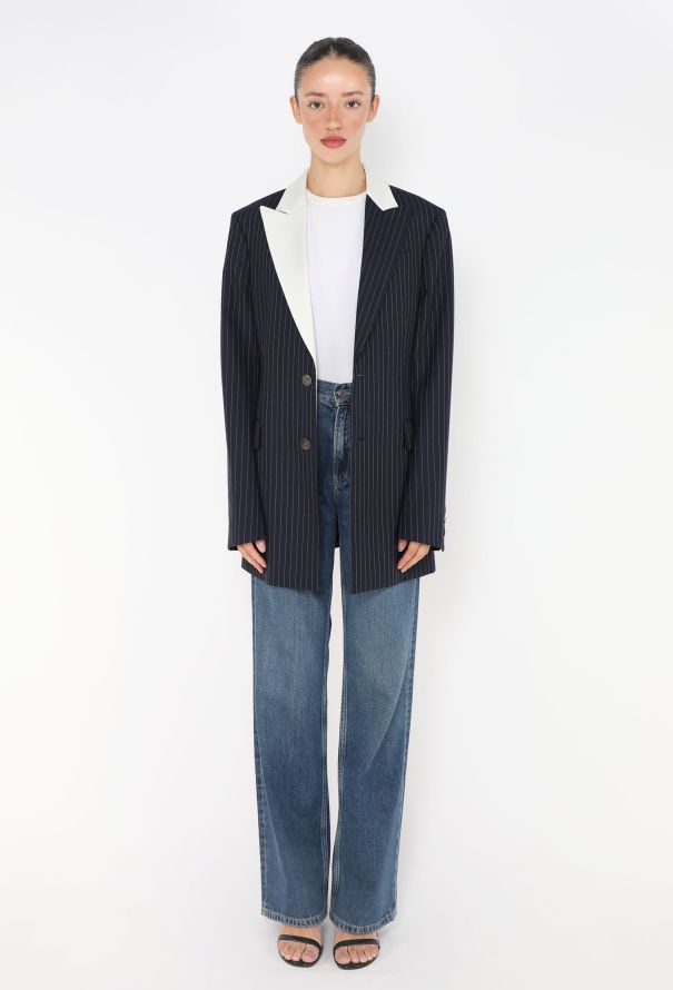 Loewe F/W 2019 Pinstripe Asymmetrical Blazer - 3