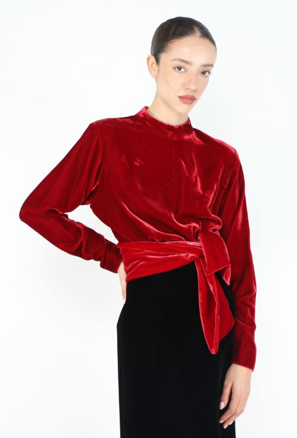 Saint Laurent '90s Velvet Wrap Tie Top - 1