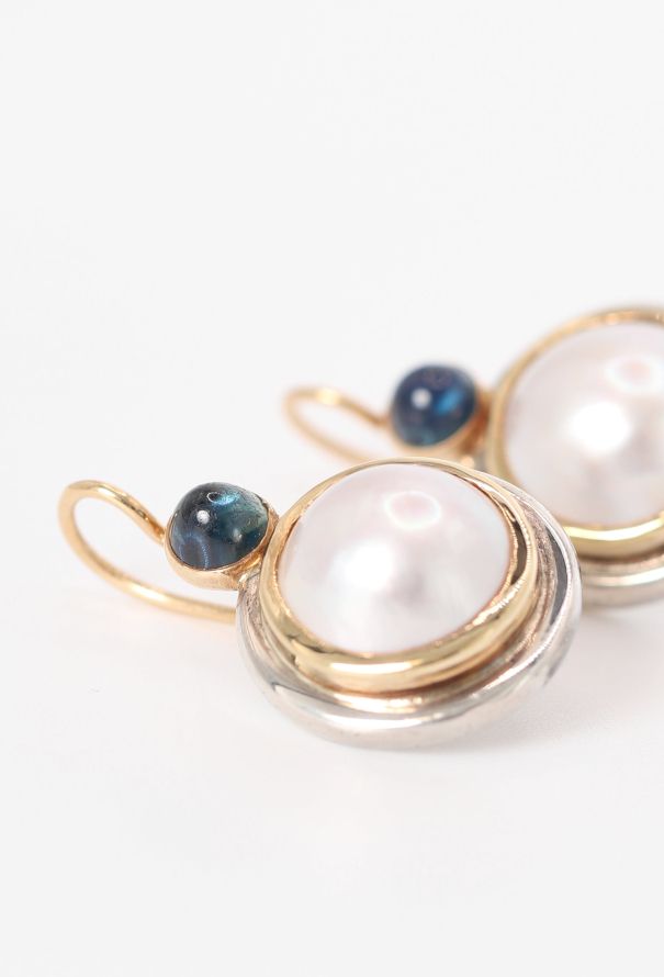 Vintage Fine Jewelry 18k Yellow Gold, Sapphire & Pearl Earrings - 5 Vintage Fine Jewelry 18k Yellow Gold, Sapphire & Pearl Earrings - 5