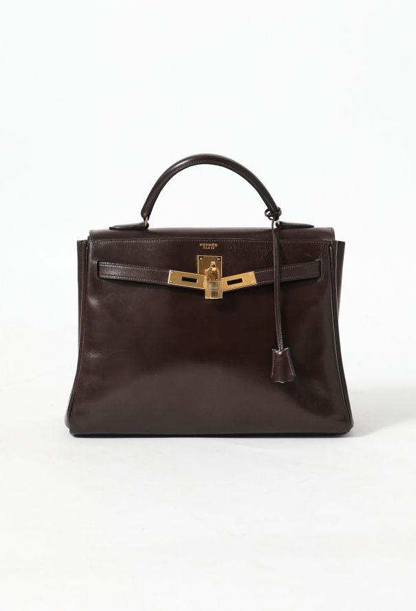 1973 Chocolate Brown 32cm Supple Kelly Box Bag – Vintage Couture