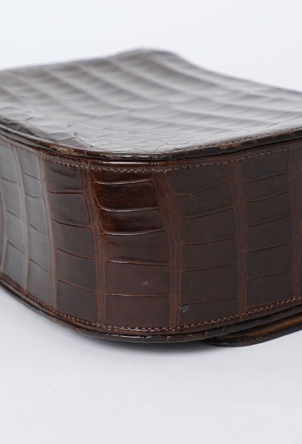 Hermès 1960s Brown Porosus Top-Handle Bag - 10