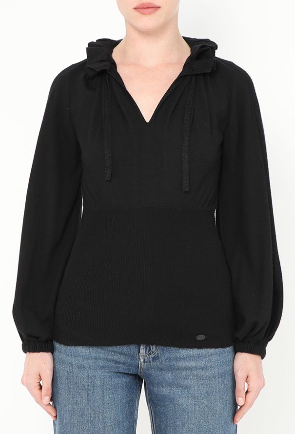 Chanel 2006 Ruffled Trim Cashmere Sweater - 4 Chanel 2006 Ruffled Trim Cashmere Sweater - 4