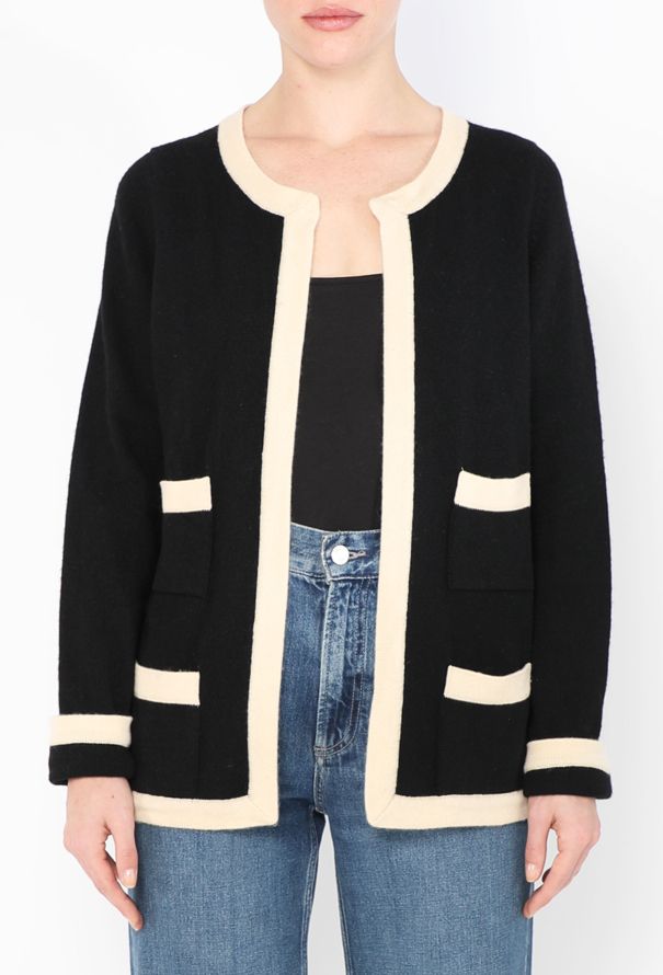 Chanel '80s Cashmere 'CC' Pocket Cardigan - 1