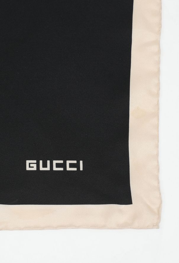 Gucci Bicolor Silk Logo Scarf, 1990s - 4
