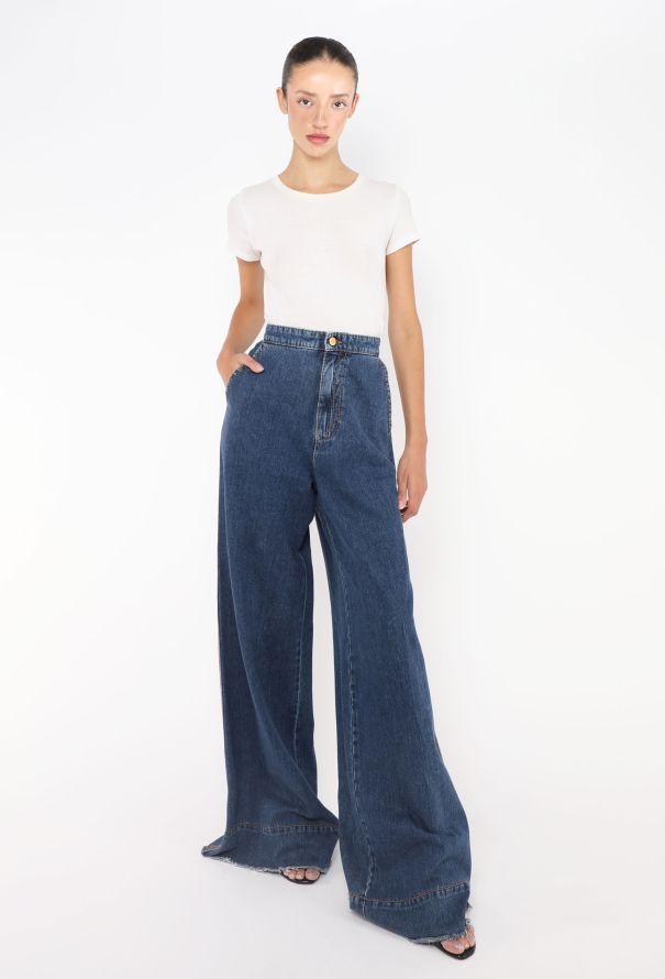 Loewe 2019 Frayed Wide-Leg Jeans - 1