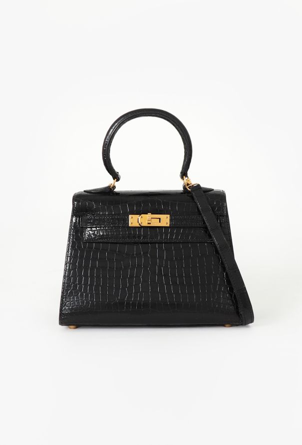 Hermès RARE '90s Mini  Kelly 20 Sellier Black Porosus - 1