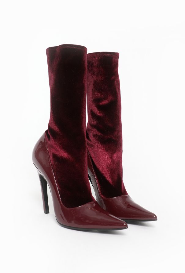 Balenciaga 2023 Velvet Knife Patent Boots - 2 Balenciaga 2023 Velvet Knife Patent Boots - 2