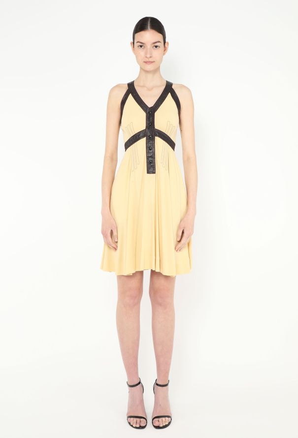 Louis Vuitton Stitched Leather Trim Dress - 2 Louis Vuitton Stitched Leather Trim Dress - 2