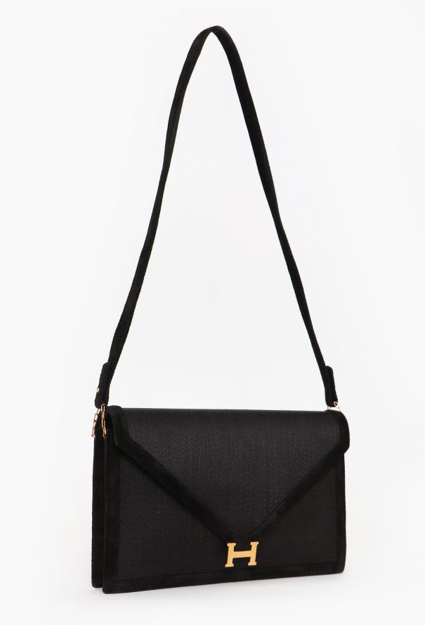 Hermès '70s Black Doblis & Crin Lydie Clutch Bag - 2 Hermès '70s Black Doblis & Crin Lydie Clutch Bag - 2
