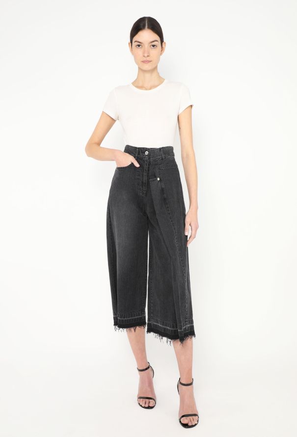 Sacai S/S 2019 Deconstructed Cropped Jeans - 1