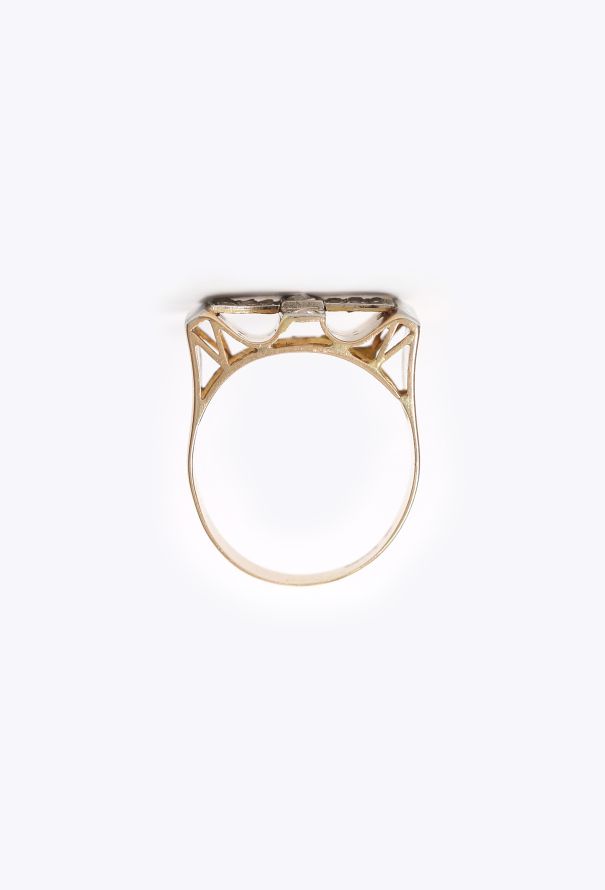Vintage Fine Jewelry Vintage 18K Gold & Diamond Tank Ring - 7