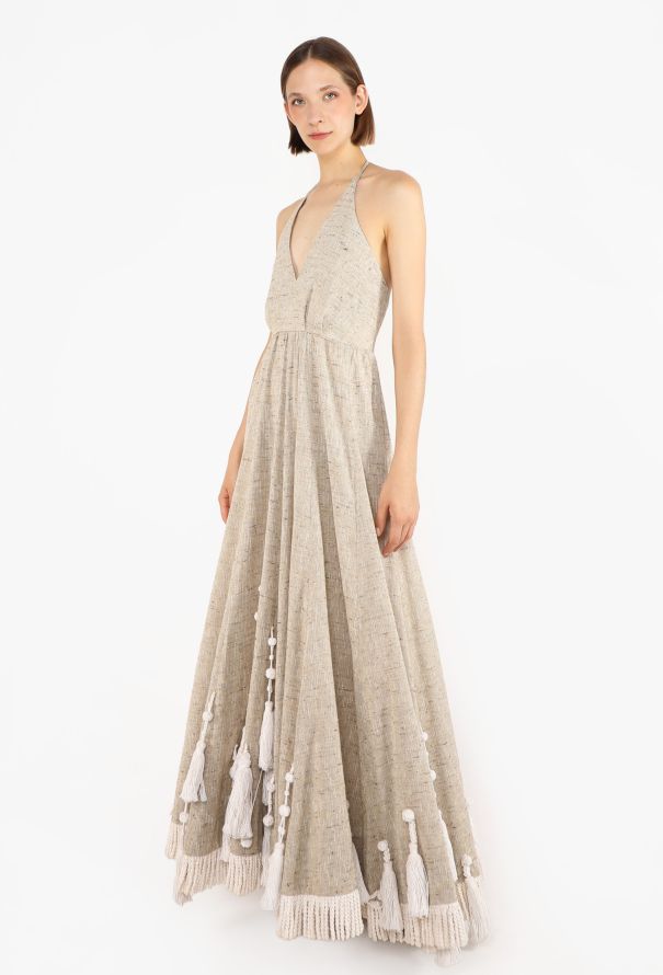Thierry Mugler Linen Macramé Tassel Dress, 1980s - 1