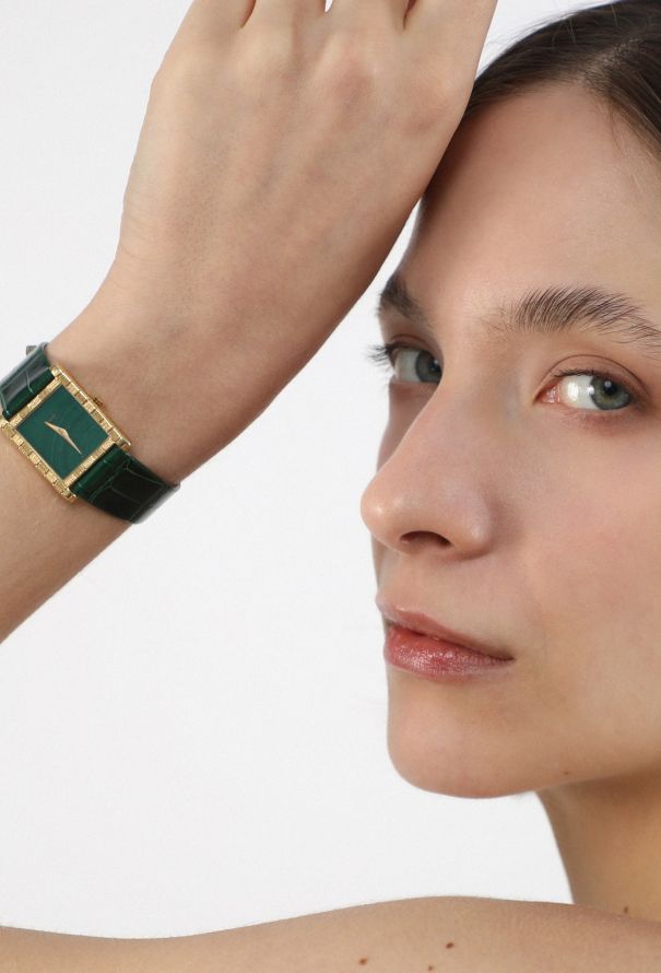 Piaget RARE '70s 18K Yellow Gold & Malachite Tank Watch - 2