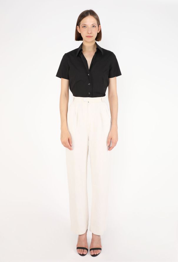 Saint Laurent Pleated Linen Trousers, 1980s - 1