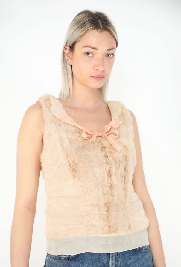 Prada 2000 Ermine Fur Ruffled Vest - 3