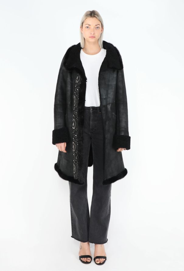Prada Embellished Shearling-Lined Coat - 3