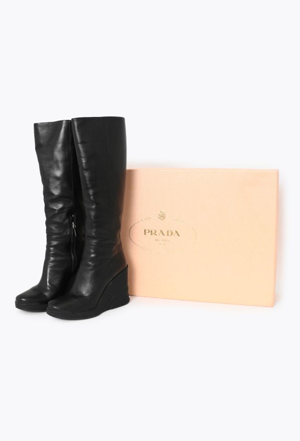 Prada F/W 2014 Knee-High Wedge Boots - 5 Prada F/W 2014 Knee-High Wedge Boots - 5