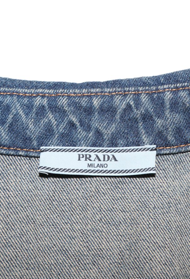 Prada 2023 Logo Denim Shift Dress - 6