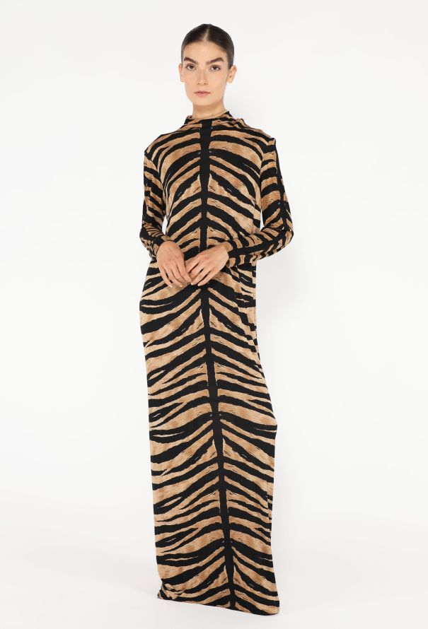 '70s Tiger Printed Overlay Dress - 3