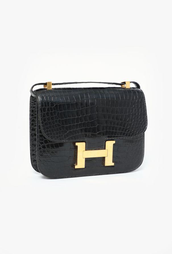 Hermès '80s Black Porosus Constance 22 - 2
