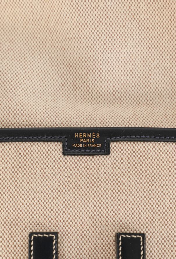 Hermès Vintage Toile H & Navy Box Jige Clutch - 12