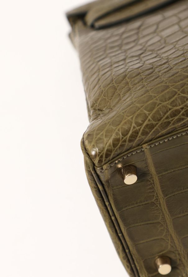 Hermes Birkin Bag 35 Matte Alligator Vert Veronese Gold Hardware