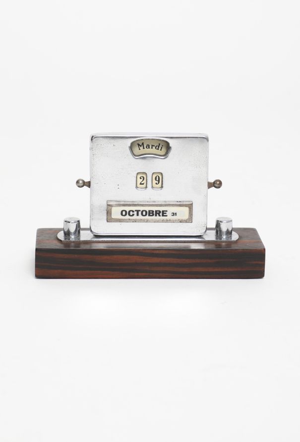 Vintage Objects & Decor 1930s Art Deco Chrome Mechanical Calendar - 1