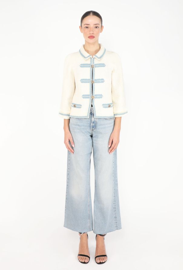 Chanel Spring 2007 Denim Trim Tweed Jacket - 4