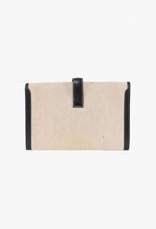 Hermès Vintage Toile H & Navy Box Jige Clutch - 4