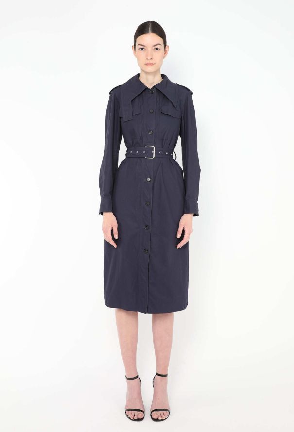 Céline Belted Poplin Trench Dress in Navy – 2017 - 4