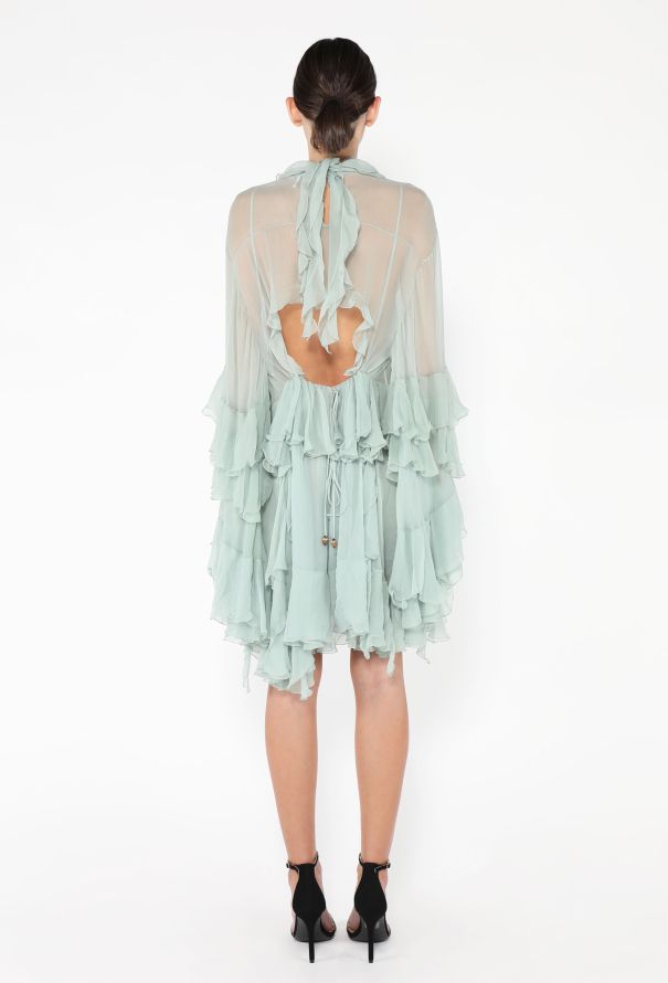 Chloé F/W 2024 Ruffled Chiffon Dress - 5