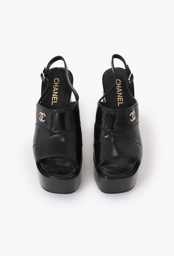 Pre-Fall 2023 Patent 'CC' Platform Sandals - Chanel