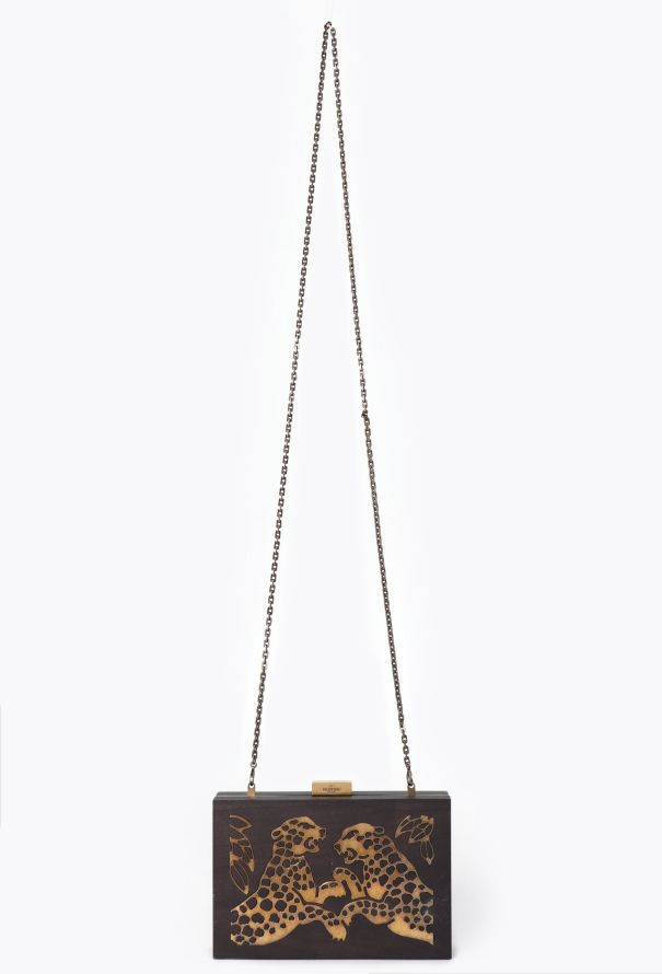 Valentino Cheetah Wood & Metal Minaudière - 1