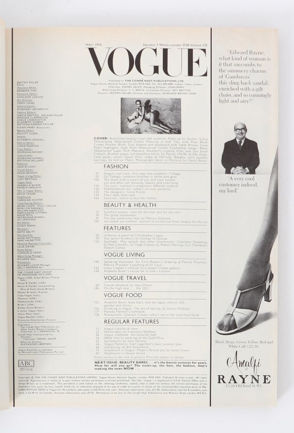 VOGUE UK 1976 David Bailey Summer Issue Set - 3 VOGUE UK 1976 David Bailey Summer Issue Set - 3